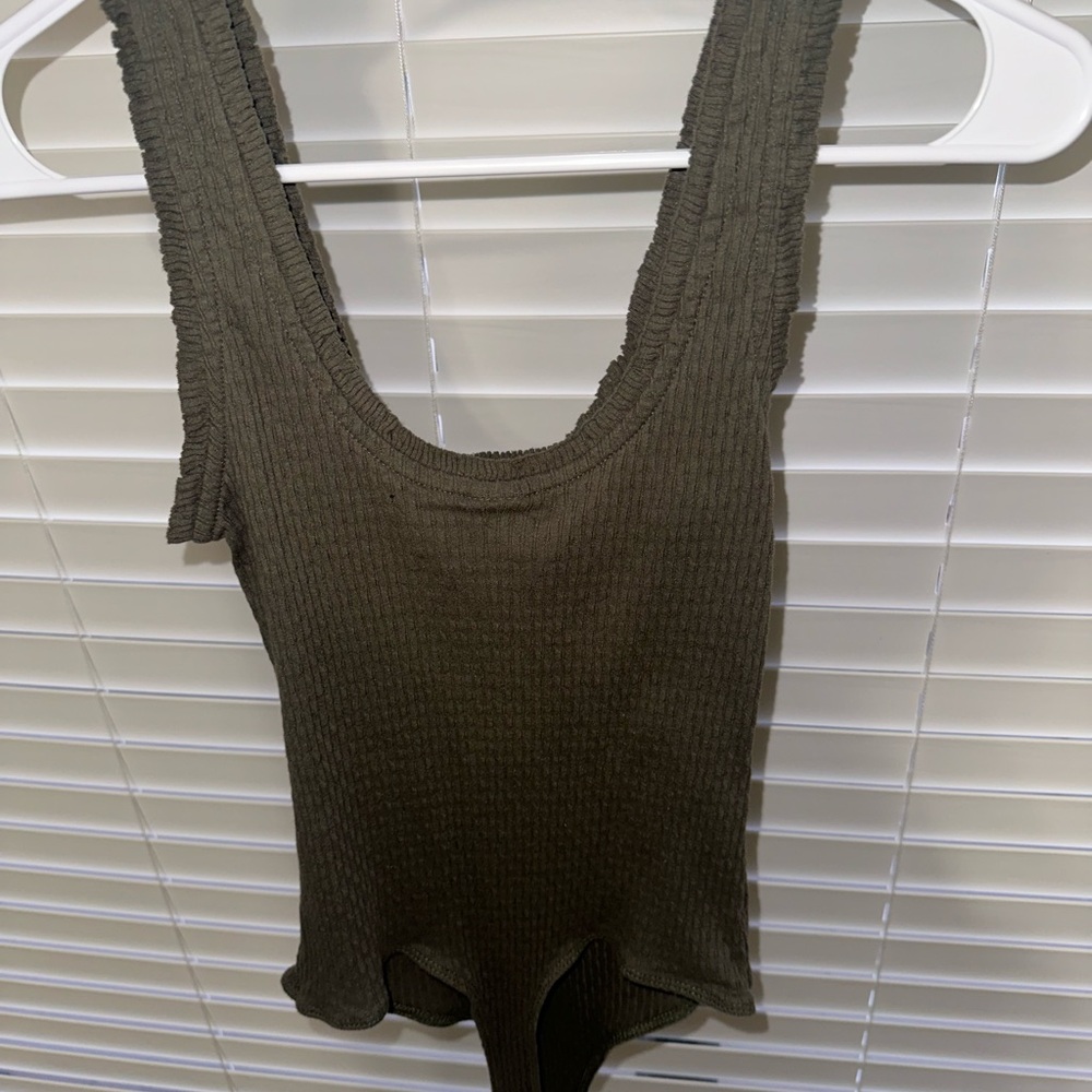 Olive Ribbed Bodysuit
